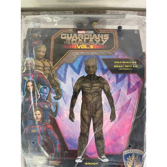 Marvel Guardians of the Galaxy Vol 3 Groot Child Costume Small 4-6 Jumpsuit Mask - Picture 2 of 6